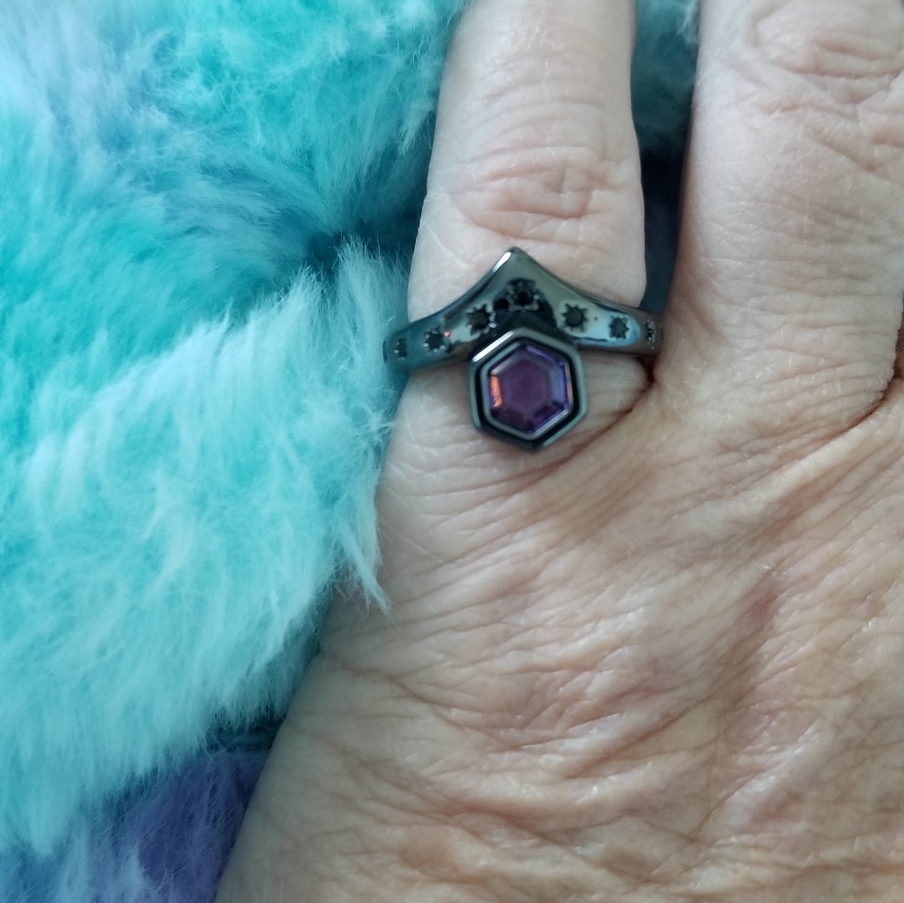 BLACK ONYX & AMETHYST RING - Picture 9 of 16